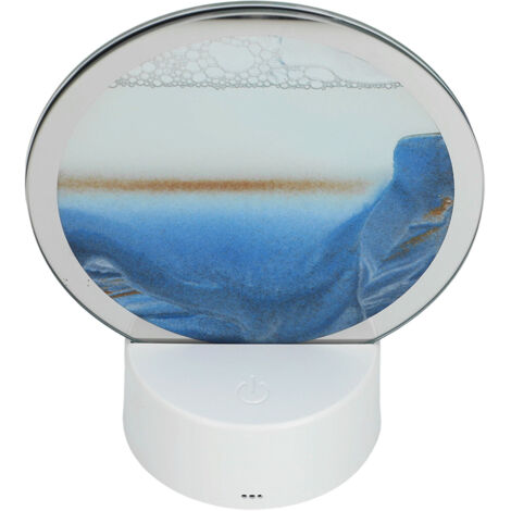 Lampe de bureau art du sable quicksand avec rotation 360°, design métal/verre, 7 modes lumineux, 20x16x10cm, USB, couleur bleue, cadeau décoratif maison (1/5)