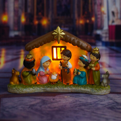 Nativité Résine Détaillée Figurine Ensemble Main Peint Décor Fêtes Accueil Bureau Dimensions 22x14x8cm Multicolore 530g Scène Tradition (1/5)