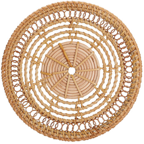 Panier mural décoratif en bois tissé à la main - Panier à suspendre pour stockage et décoration des chambres, salon et galerie - 25x25cm (1 pièce) (1/5)