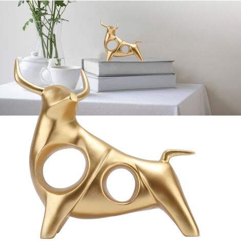 Statue Feng Shui Taureau Doré Sculpture Résine Creuse Décor Bureau Maison Desktop Bijou Fortune Énergie Bull Matériel Résine Haute Qualité Dimensions 20cm