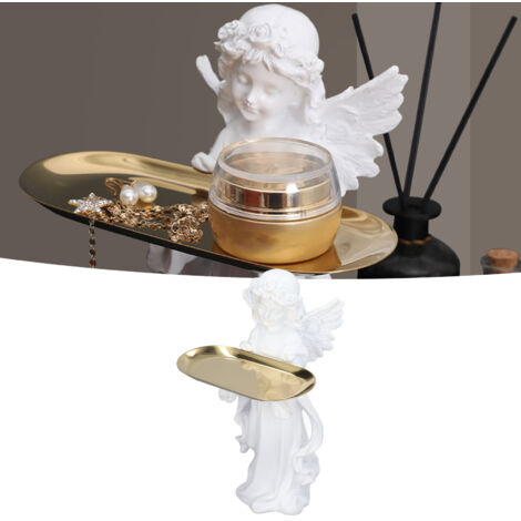 Statue Angélique Résine Synthétique avec Plateau Alliage Décoratif et Storage Bijoux Mode pour Salon et Chambre (1/5)