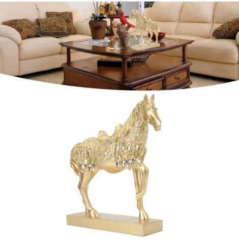 Statue Cheval Décoratif Ornement Animal Art Figurine Golden Horse Decor Resin Home Office (1/5)