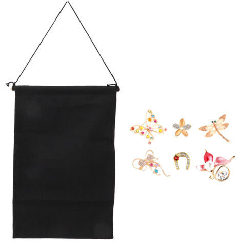 Porte-broches mural Banners Organiseur pour collections de pins Toile de coton Bois synthétique Noir M 45.5x27.3cm (avec bâton 30cm) (1/5)