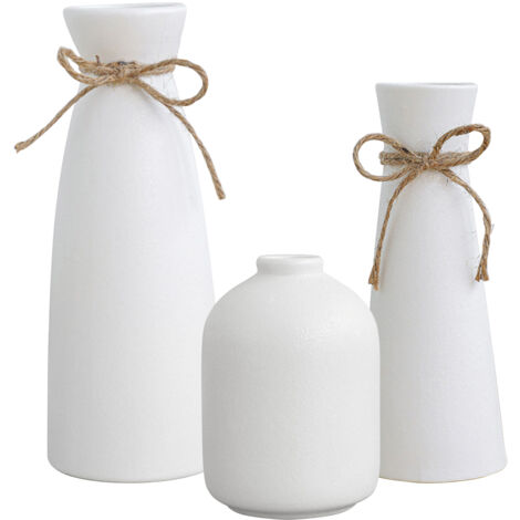 Vase Déco Ceramique Ensemble 3 en Noir/Blanc - Moderne et Polyvalent 7.5cm/7cm/9cm (1/5)