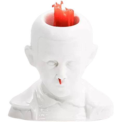 Porte Bougie en Résine - Bust Effet Nosebleed Artistique - 18cm Blanc - Bougie Rouge Inclus (1/5)