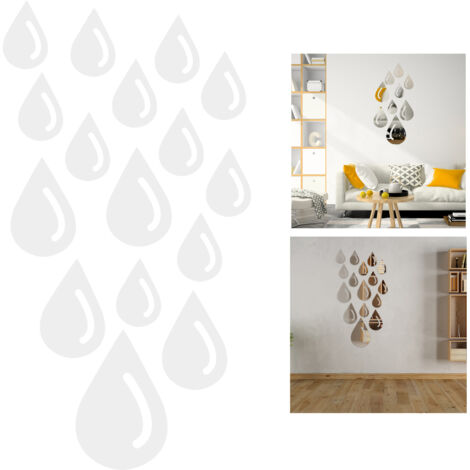 Adhésifs Miroir 3D PVC Forme Goutte - Décor Mur Moderne Inox 20 Pièces DIY Maison (1/5)