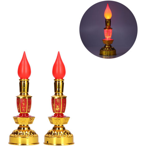 Lampadaire Led à Double Bougie Lotus de Style Traditionnel Chinois Rétro pour Décor Bouddhiste avec Faible Consommation Énergétique et Fonctionnement par Batterie ou Secteur (1/5)