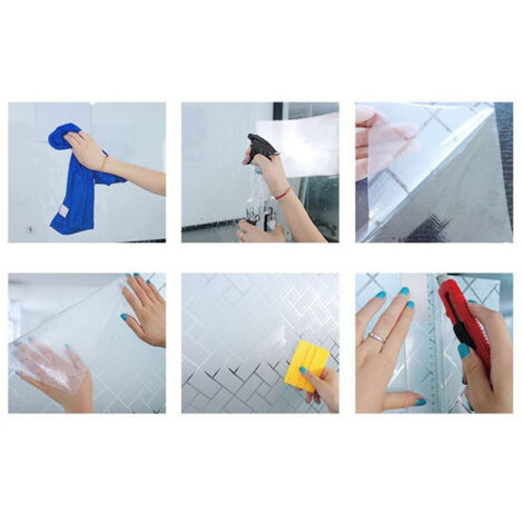 Film Décoratif Fenêtre PVC 45x200cm Privacy Protection UV Filter 3D Design Colored Light Transparent Adhesive Sticker House Office (1/5)