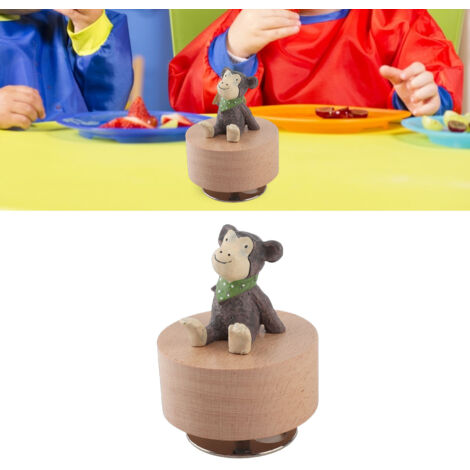 [Music Box] Boîte Musicale DIY Tournant Bois Animal Décor Furniture Petit Singe Beech 7.2cm (1/5)