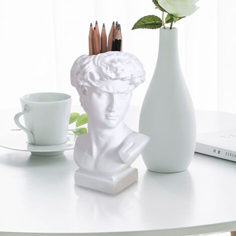 Porte-objets Sculpture David Statue Organisateur Décoratif Bureau Coffret Résine Pinceaux Cosmétiques Multi-usages Durable