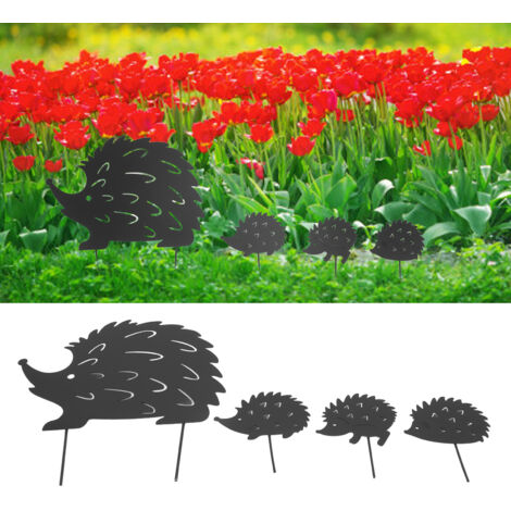 Enclos de jardin décoratif Hedgehog en métal, 4 pièces, design ajouré en fer artisanal pour patio (1/5)