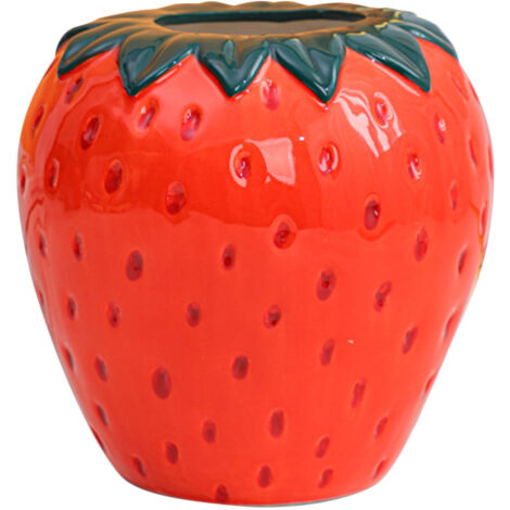 Vase Ceramique Forme Fraise 15cm Decorative pour Centrepiece Table ou Bibliotheque (1/5)
