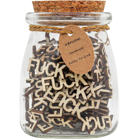 Bouteille de lettres en bois découpées: Modèle classique en jarre de verre, 50 pièces en bois brun, dimension 9x7x7cm, cadeau créatif pour anniversaire Noël bureau (1/5)