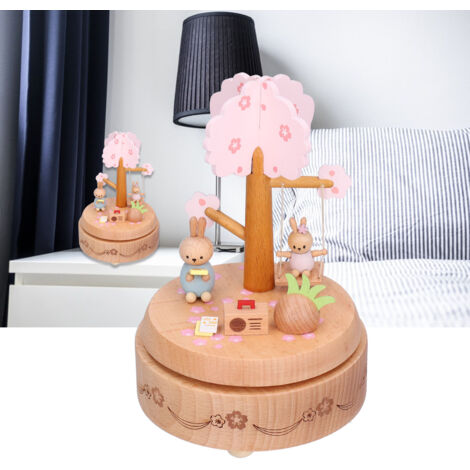 Boîte à musique en bois de hêtre Lapin décorative pour Noël Anniversaire Mariage cadeau idéal (1/5)