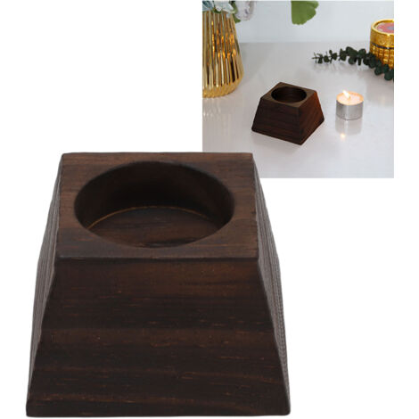 Porte-Bougie Trapèze Bois Noir Décoration de Table Vintage pour Noël Mariage, Porte-Cheminée en Walnut, 7.5cm de Longueur de Base, 4.8cm Hauteur, 4.4cm Diamètre, 1 Pièce (1/5)