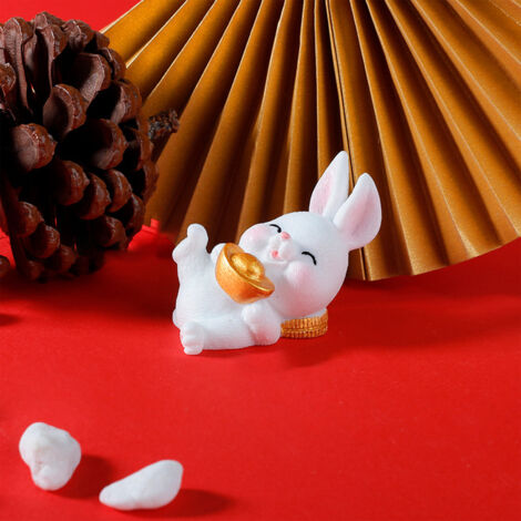 Décoratif Statuette Lapin Nouveau An - Cute Rabbit Ornament Résine Multicolor (2.5x5cm) (1/5)