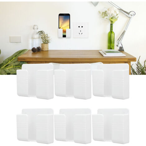 Porte-Phone Murale 6Pcs Support Universel Adhésif pour Chargeur Mobile Blanc ABS (1/5)