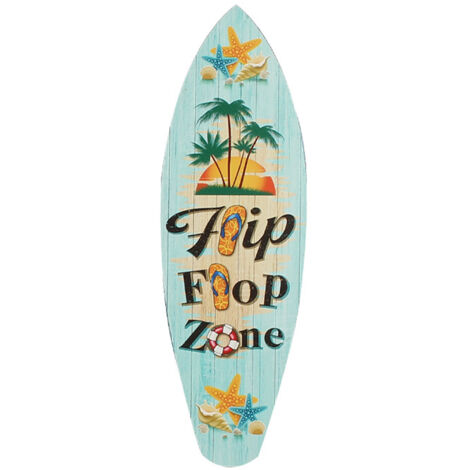 Décoration Murale Surfboard & Steering Wheel en Bois - Signes de Plage Tropicale, Conchy, Étoile de Mer, 40x13cm & 30x30cm, Cadeau Original (1/5)