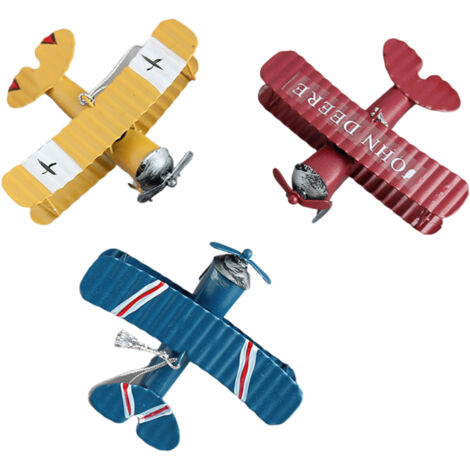 Avion Ornement [Type] + [Brand] + [Model] + Modèle d'avion métallique vintage décoratif pour voiture bureau 3pcs multicolore (1/5)