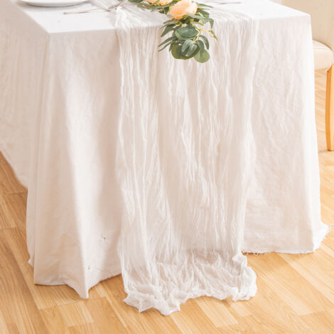 Nappe plissée de polyester luxe pour table décorative avec finition délicate festif, blanc, 90x400cm, 1 unité (1/5)