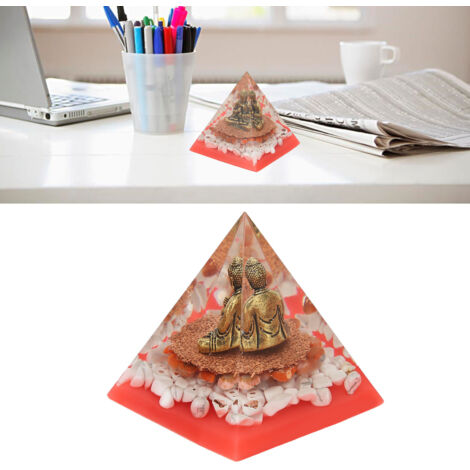 Pyramide de Cristal - Pyramide Énergétique avec Buddha - Orgone en Époxy 6cm - Décoration Feng Shui pour Bureau et Maison (1/5)