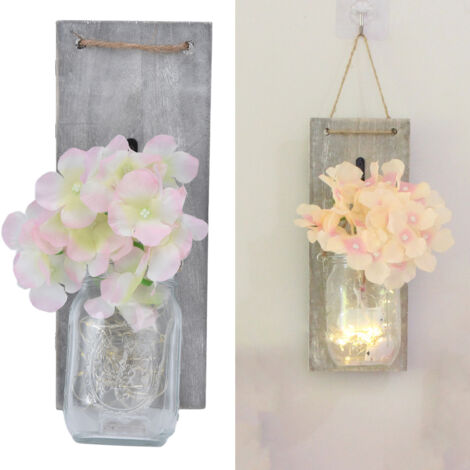 [Luminaires mural vintage] [FloraVintage] [Lamp Jar Decor] [Pot en verre avec fleurs artificielles et lumière] (1/5)