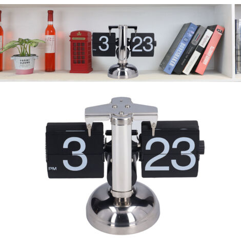 Horloge Flip Retro - Cadran Quartz Automatique, Matière PVC/ABS, Dimensions 20.5x17x9cm, Cadran AM/PM - Décoration Bureau Moderne Unique