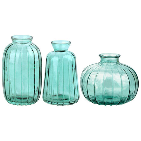 Ensemble de 3 Vases Déco Art Déco en Verre - Grands, Multicolores (252g, 211g, 197g) - Pour Ambiance Chic (1/5)