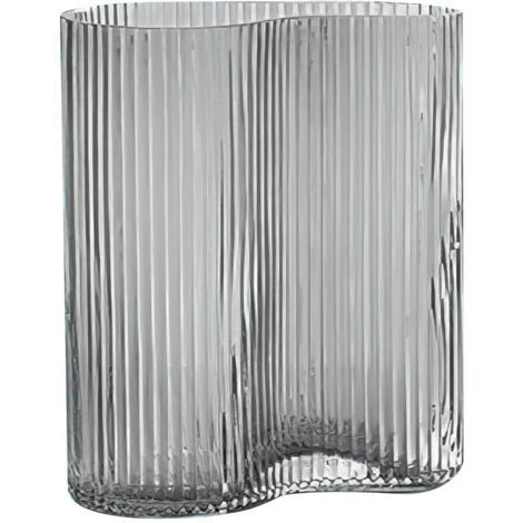 Vase - Artisanal - Modèle Lumière - Verre Texturé, Coloris Blanc/Café/Gris, Hauteur 29 cm, Poids 1950 g, Déco Minimaliste (1/5)
