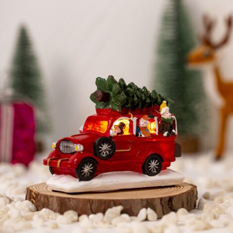 Décoration de Table LED Résine Lumineuse pour Noël - Pâtisserie Vintage, Ballon Volant, Voiture Vintage - Ornements de Bureau Décoration d'intérieur Festive, Set de 3 Pièces (1/5)