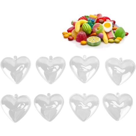 Boule Transparente à Remplir Coeur Plastique Décorations DIY pour Mariage Fêtes Sapin 5 Pièces Ornements Suspendables Transparent Cadeaux Noël Cœur (1/5)