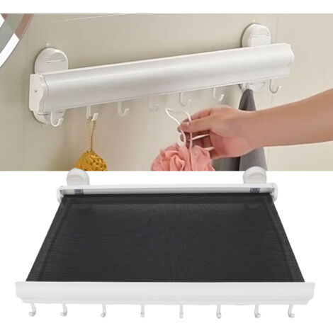 Séchoir Rétractable à Ventouses Mur Invisible - Espace Aluminium PP - 60cm Blanc (1/5)