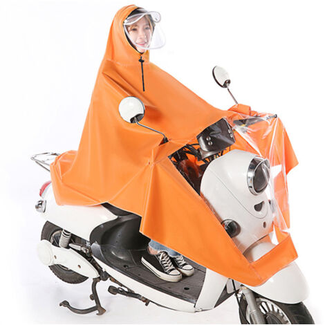 [Poncho de Pluie pour Vélo Électrique] Poncho Imperméable Portable pour Cyclistes Adultes en Oxford PVC Taille 5XL Orange Folding 900g Cape Protection Intégrale Respirable Facile à Utiliser (1/5)