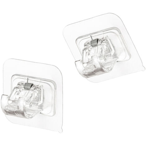 Support Adhesive Pour Barre de Rideau Sans Perçage, Bracket Transparent ABS 2x4x6cm, Fixation Murale Pour Salle de Bain et Cuisine (1/5)