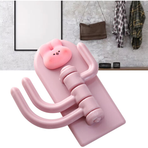 Crochet adhésif avec 3 supports rotatifs indépendants, en forme d'animal, pour porte, clés et objets légers. (1/5)