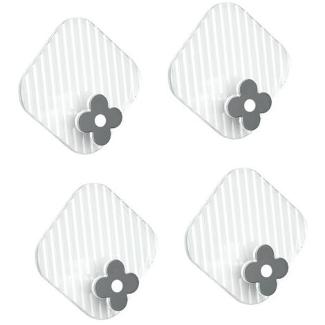 Accroche adhésif 4PCS plastique ABS waterproof sans trou transparent argenté 6x6cm pour cuisine bureau salle de bain (1/5)