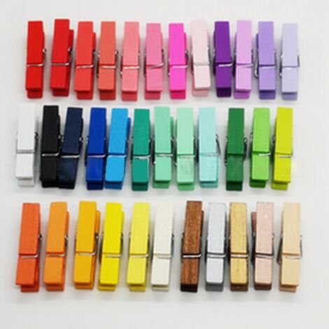 Pinces en Bois pour Photos et Notes - 200 Pièces Colorées Assorties pour Bureau et Décoration Domestique Pratique (1/5)