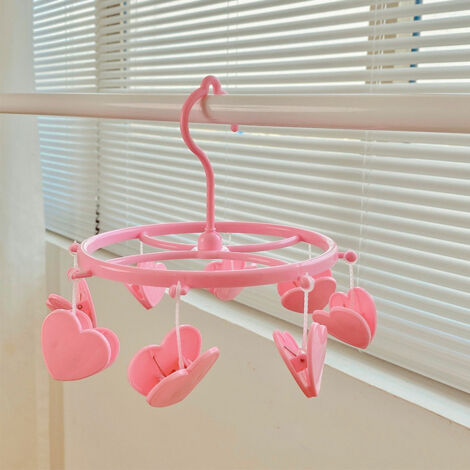 Porte-Séchoir Suspendu Plastique Heart - Support pour Chaussettes Sous-Vêtements Protège-Bras 100g Diamètre 18cm Rose Forme Coeur (1/5)