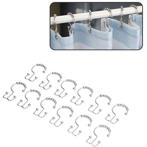 Accroche Double Robinet Douche Mano – Lot de 12 Hooks en Acier Inoxydable Élégants pour Rideau et Coussin (1/5)