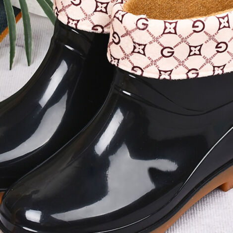 Bottes de Pluie Femmes PVC Antidérapantes Courtes Rembourrées Noires 40 (1/5)