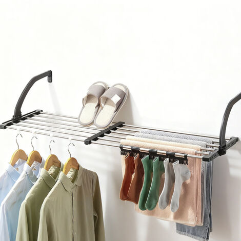 Portable Séchoir en Fenêtre Sécheur de Chaussures et Serviettes avec Clip de Chaussettes Récupérable Adjustable (1/5)