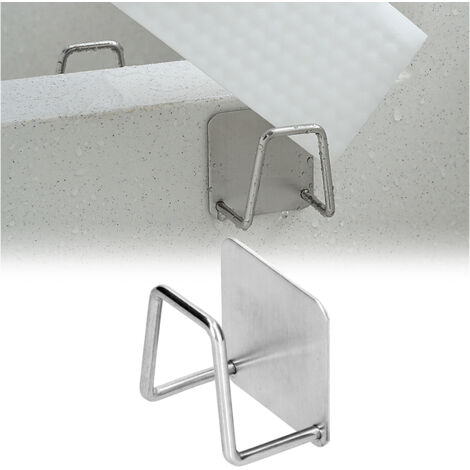 Porte-Eponge Mural Inoxydable Support Drainage U Fixation Adhesive Storage Rack 304 Stainless Steel 4.8cm Silver (1/5)