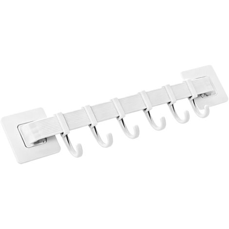 Crochet mural sans trous pour la maison Accroche-manteaux multifonction à 6 crochets rotatifs pour porte-manteaux, porte-serviettes et rangement Blanc (1/5)