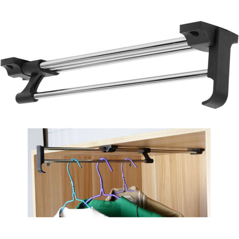Porte-Vêtements Telescopique Extensible Robinet à Glissement Support Organisateur de Vêtements Adjustable Matière Fer + Plastique Load-bearing 50kg + Color Black + Size 30cm (1/5)