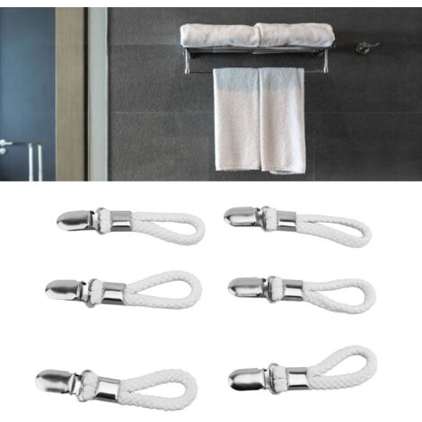 Crochet à Torchon en Coton avec Clip en Acier Inoxydable - Lot de 6 Hangers pour Cuisine, Salle de Bain et Maison - Organisez vos Serviettes et Économisez de l'Espace (1/5)