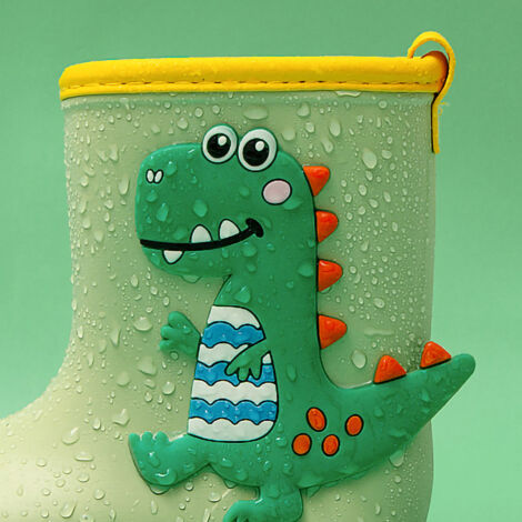 Bottes de Pluie pour Enfants EVA 16cm/6.3in Vert Motif Cartoon Doux Imperméables Antidérapantes Faciles à Nettoyer (1/5)