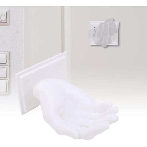 Patère murale créative multifonction imprimée 3D modèle Main - PLA Blanc 185g (18,4x11cm) avec 4 vis (1/5)