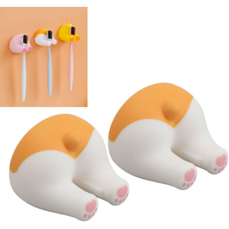 Porte-Brosses Animaux Enfant Porte-Brosses Dentaires Murale Adhésif Sans Percer Organisateur Multifonction Kitchen Bathroom avec Deux Supports Abs (1/5)