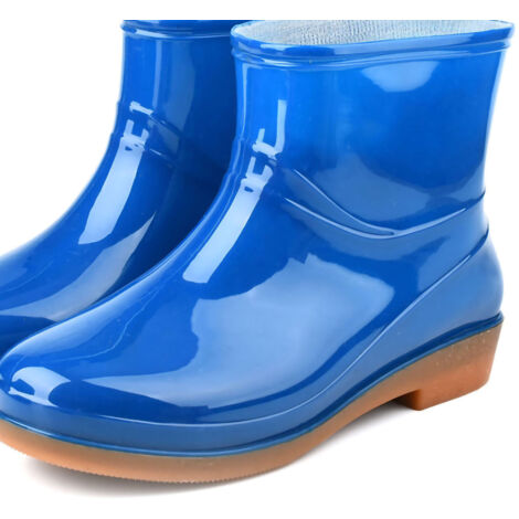 Bottes de Pluie Femme PVC Antidérapantes Courtes Tête Ronde Radian Moderne Taille 38 Bleu pour Jardinage (1/5)
