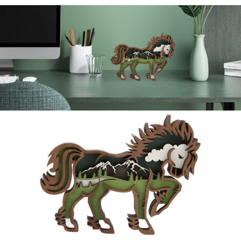 Figurine de Cheval Boxwood Sculpture Mécanique Multilayers Décor Maison Bureau Bar (1/5)